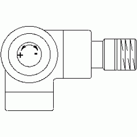 Серия "E" термостатический вентиль  Ду15, 1/2", PN10,угл.трехос.,левое присоед.